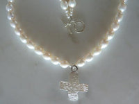 celtic cross/freshwater pearl necklace natural