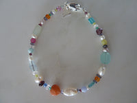pearl semi precious mixed stone bracelet