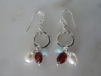 small circle 3 stone earrings