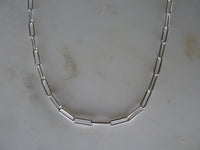 silver flat paperclip necklace