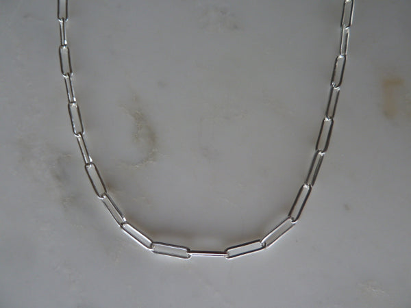 silver flat paperclip necklace