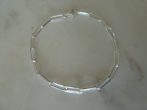 silver flat paperclip bracelet