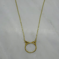 gold small cat necklace