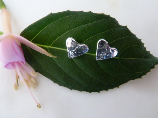 small silver heart studs