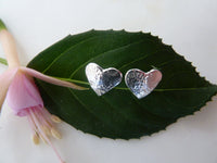 medium silver heart studs