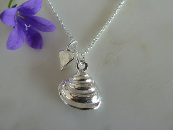 silver wave shell  pendant