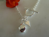 silver pebble & toggle necklace