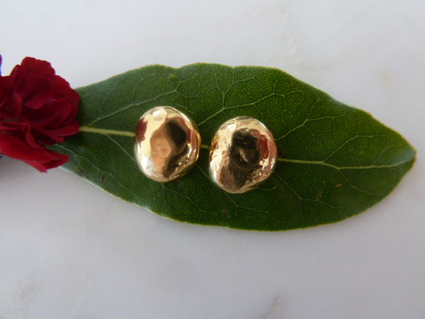 gold pebble stud earrings