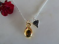 small gold pebble & heart pendant
