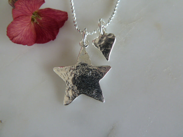 silver star & heart pendant