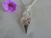 silver small circle & slender heart pendant