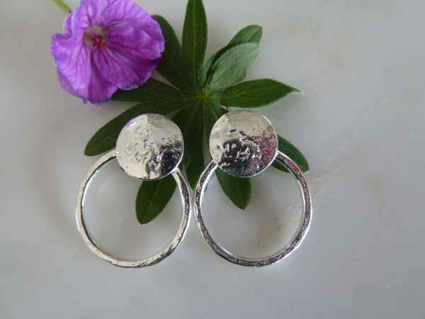 silver circle top & circle stud earrings