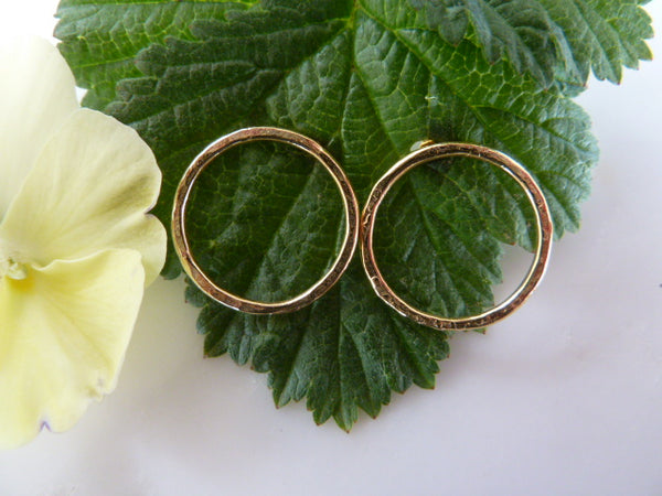 gold large circle stud earrings