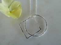 silver circle & silver square necklace