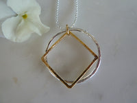 silver circle & gold square necklace