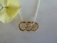 gold textured three circle pendant