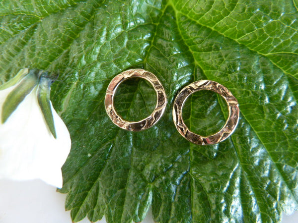 gold textured circle stud earrings