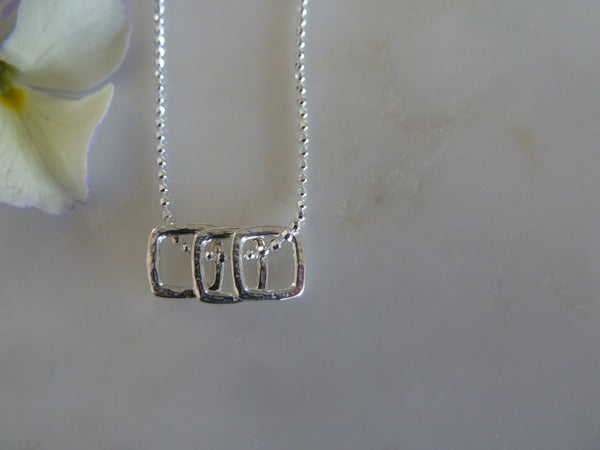 silver three square pendant