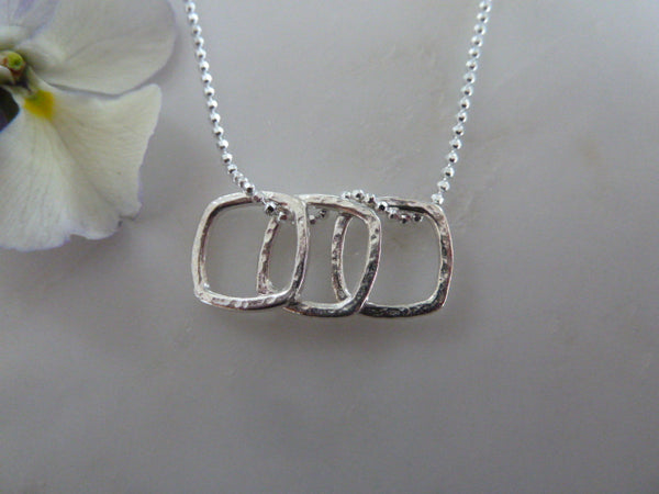 silver  three large square pendant