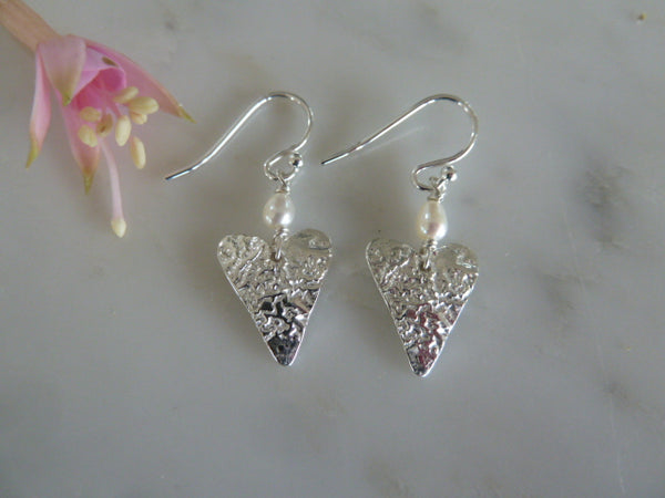 chubby silver heart earrings