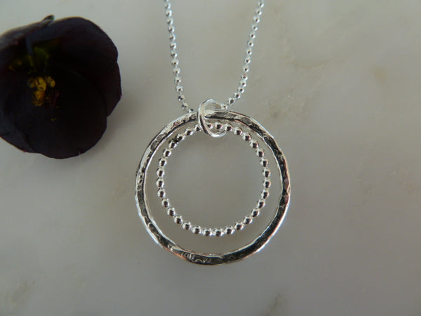 large circle silver dot pendant