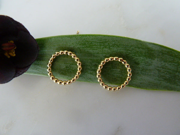 gold circle dot stud earrings