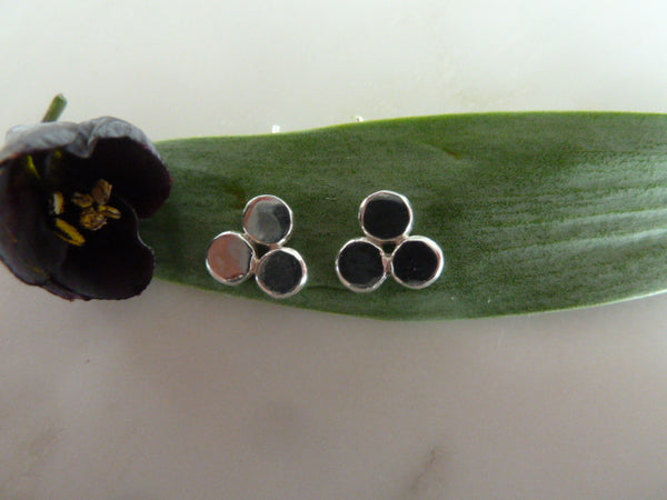 silver triangle dot earrings