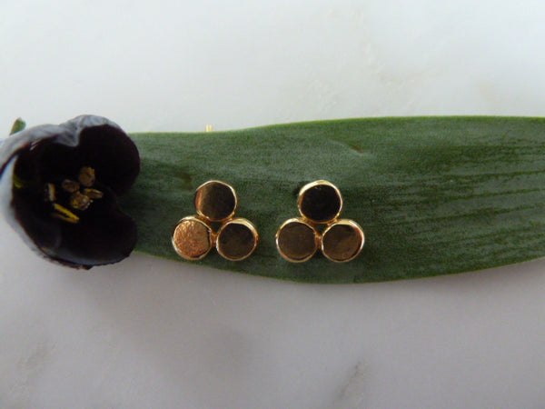gold triangle dot earrings