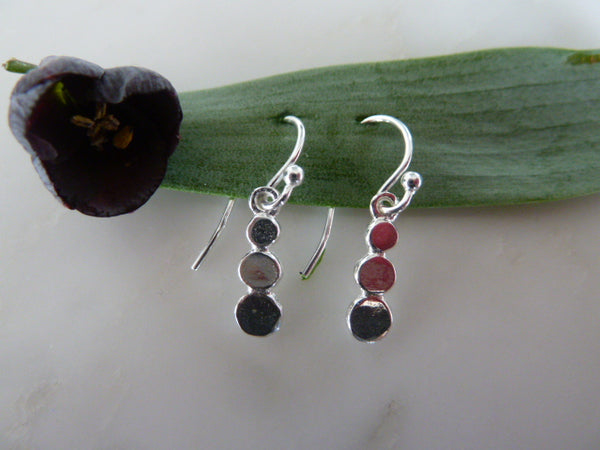 silver triple dot earrings
