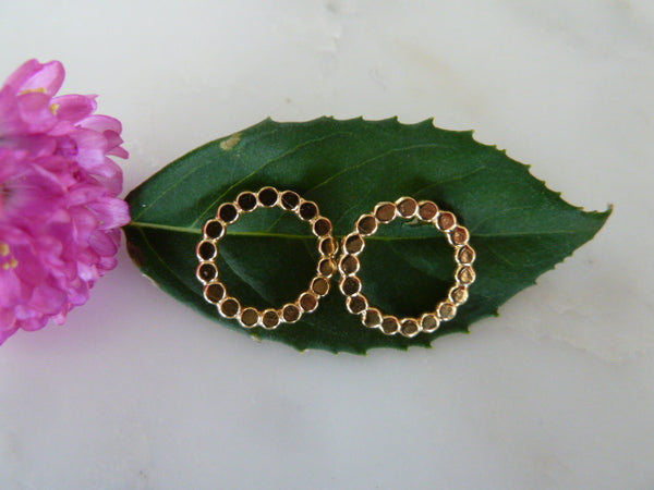 gold flat dot circle studs