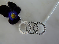 silver three flat dot circles necklace