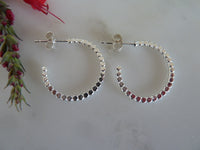 medium silver flat dot hoop stud earrings