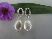 silver oval & pearl drop studs