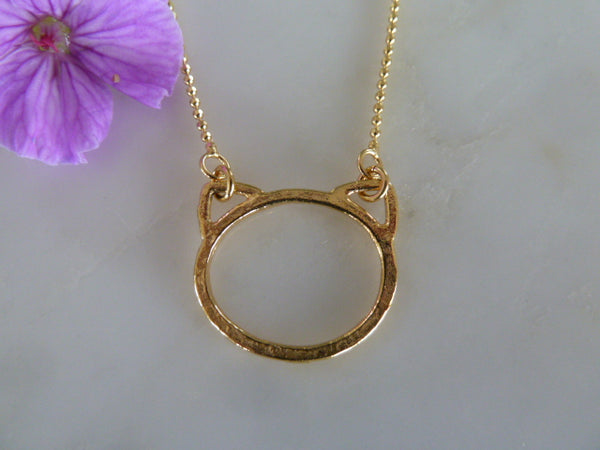 gold large cat necklace