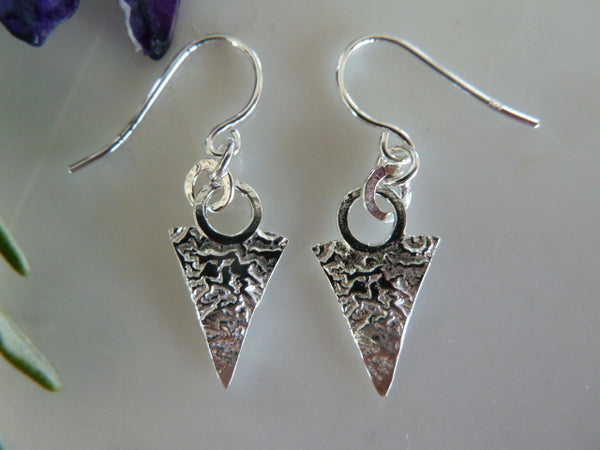 silver small arrow earrings