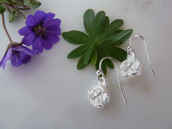 small silver rose earrings