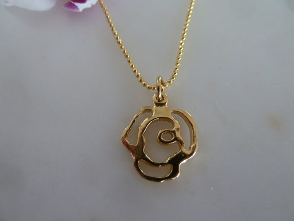 gold plate open rose pendant