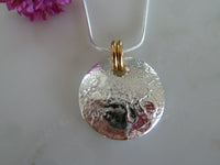 silver disc pendant 2 gold plate jump rings