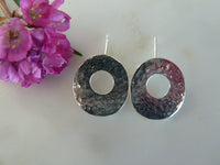 large silver oval stud earrings