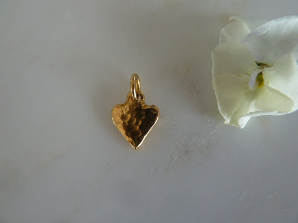 small gold sentiment heart pendant