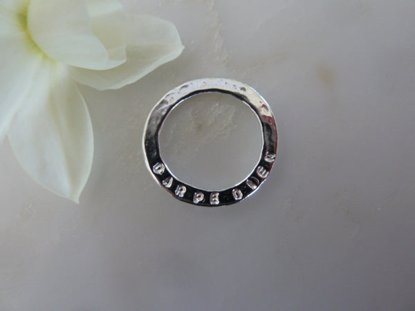 carpe diem sentiment disc pendant