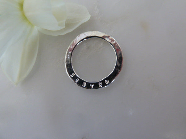 sister sentiment disc pendant