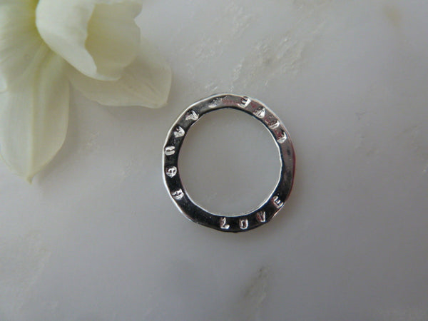 live laugh love sentiment disc pendant
