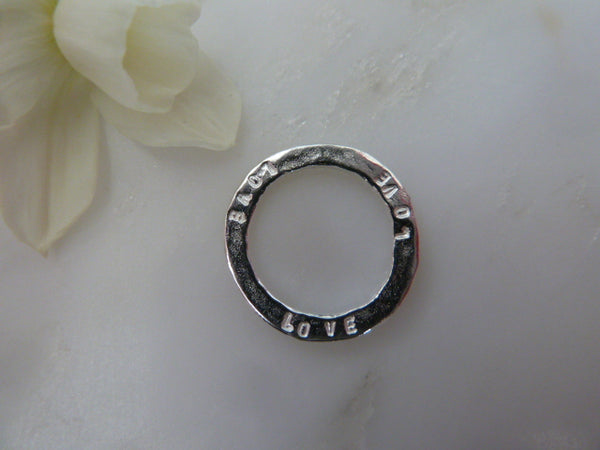 love love love sentiment disc pendant
