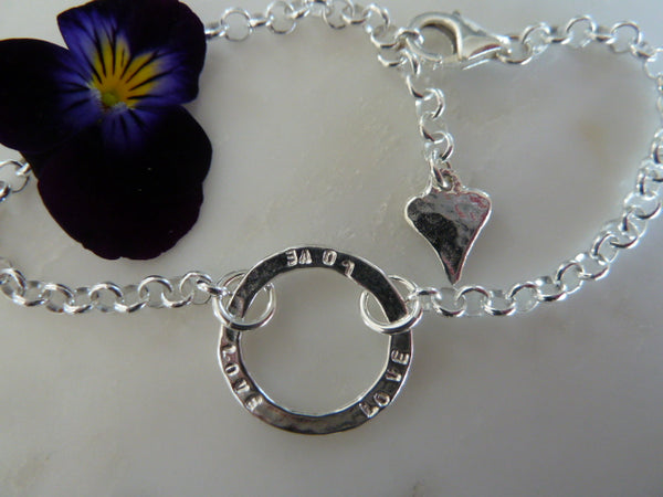 love love love sentiment disc bracelet