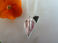 silver leaf & heart pendant