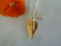 gold leaf & heart pendant