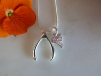 silver wishbone & heart pendant