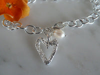 silver open heart charm bracelet