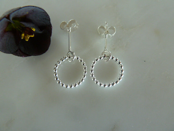 silver circle dot stud earrings